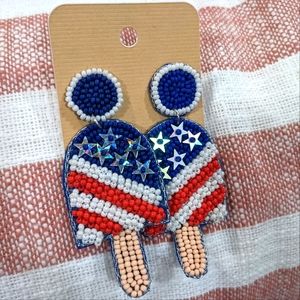 Red,White & Blue Pop beaded earrings